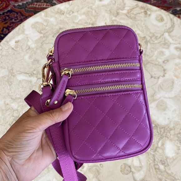 NWOT Sondra Roberts Squared Quilted Vegan Leather Cross Body Wallet Phone Bag - Picture 5 of 11